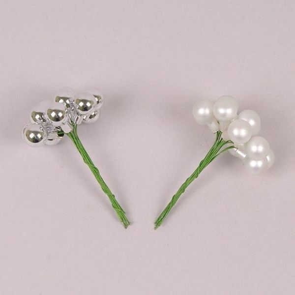 Шарики стеклянные 1,5 см. серебряные (12 пучков-144 шарика)