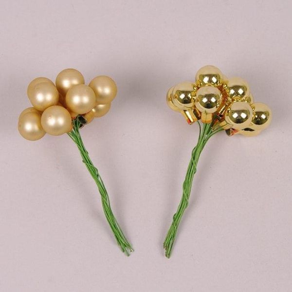 Шарики стеклянные 1,5 см. золотые (12 пучков-144 шарика)