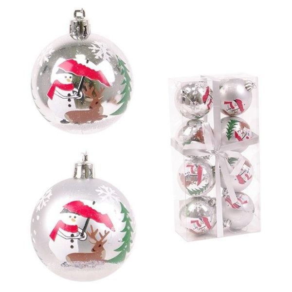 Набор пластиковых серебряных новогодних шаров 8 шт. D-6 см 43201