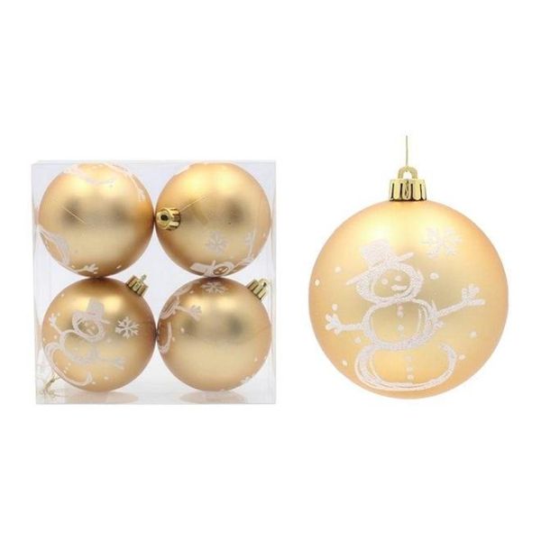 Набор пластиковых золотых новогодних шаров 4 шт. D-8 см. 43154