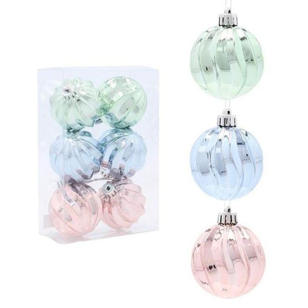 Набор пластиковых новогодних шаров микс 6 шт. D-6 см. 43149