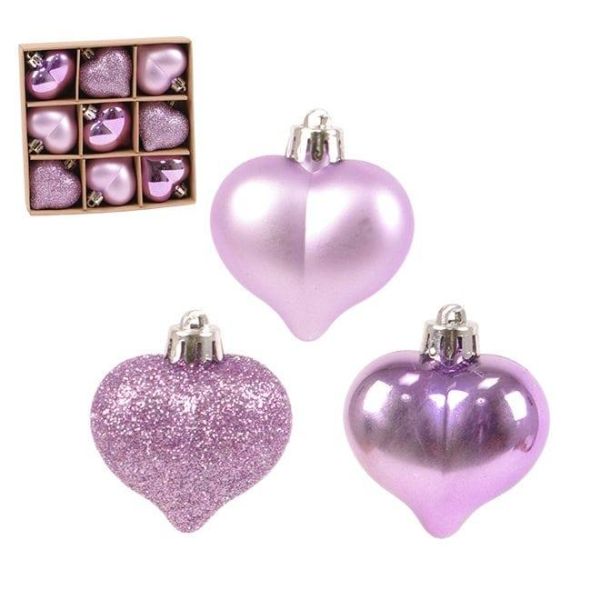 Набор пластиковых фиолетовых новогодних украшений 9 шт. D-4.5 см. 43146