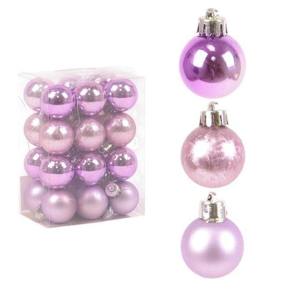 Набор пластиковых фиолетовых новогодних шаров 24 шт. D-3 см. 43144
