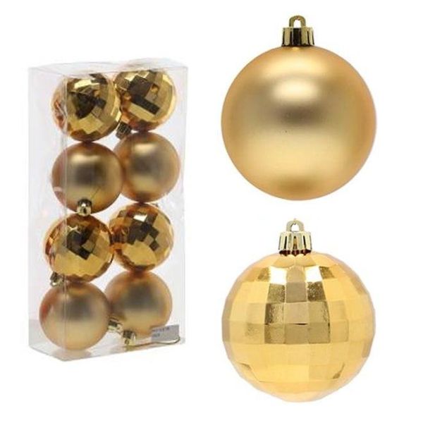 Набор пластиковых золотых новогодних шаров 8 шт. D-7 см. 43136