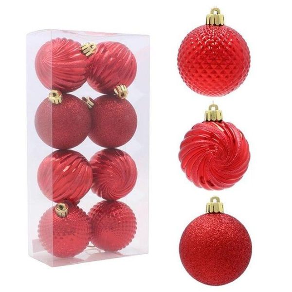 Набор пластиковых красных новогодних шаров 8 шт. D-6 см. 43129