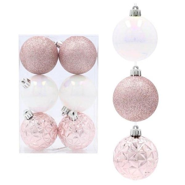 Набор пластиковых новогодних шаров микс 6 шт. D-6 см. 43116