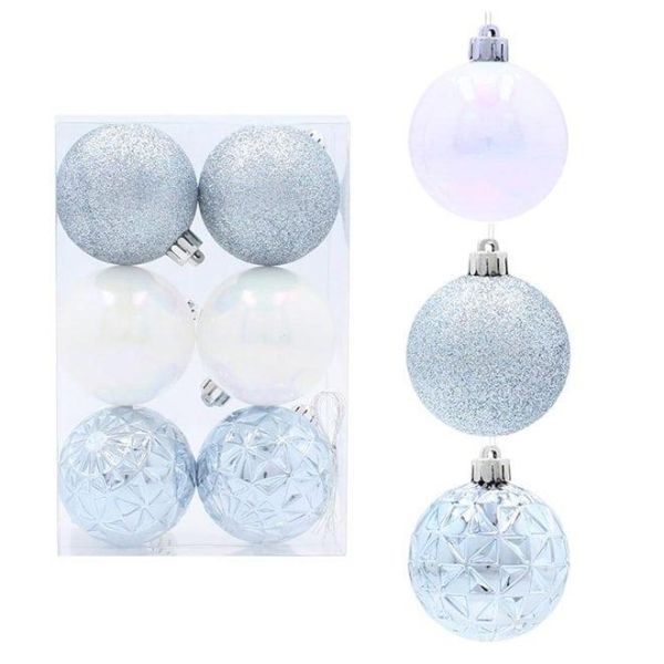 Набор пластиковых новогодних шаров микс 6 шт. D-6 см. 43115