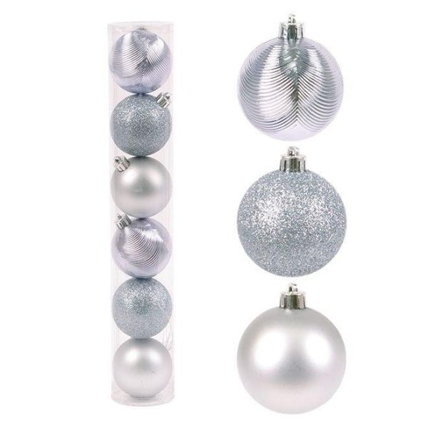 Набор пластиковых голубых новогодних шаров 6 шт. D-6 см. 43113