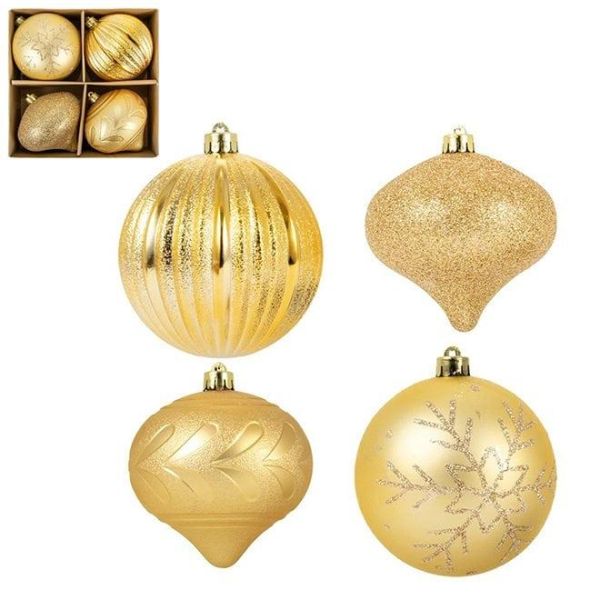 Набір пластикових золотих новорічних кульок 4 шт. D-10 см. 43103