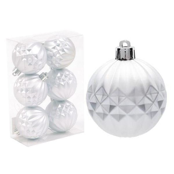 Набір пластикових срібних новорічних кульок 6 шт. D-6 см. 43092