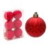 Набір пластикових червоних новорічних кульок 6 шт. D-6 см. 43090
