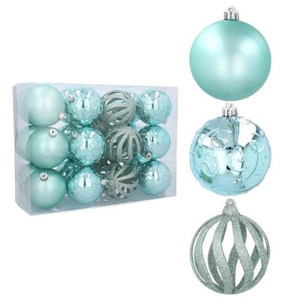 Набір пластикових м'ятних новорічних кульок 24 шт. D-8 см. 43085