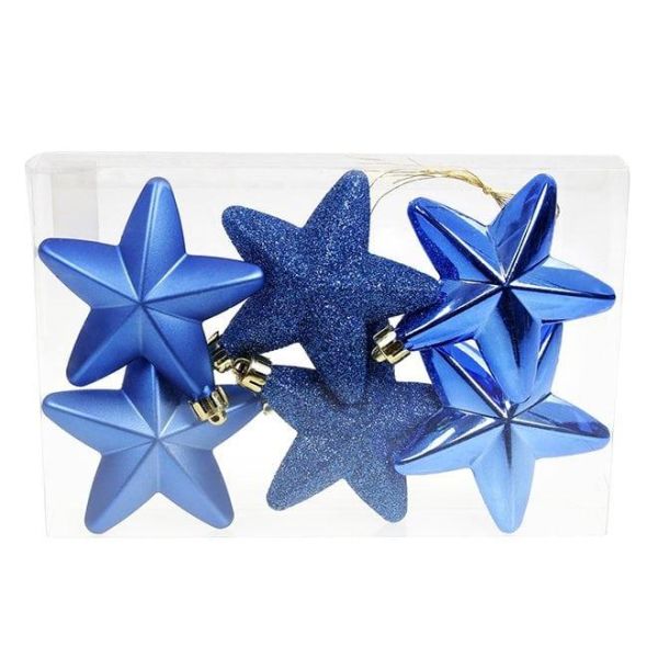 Набор пластиковых новогодних украшений 6 шт. D-7,5 см. 13045