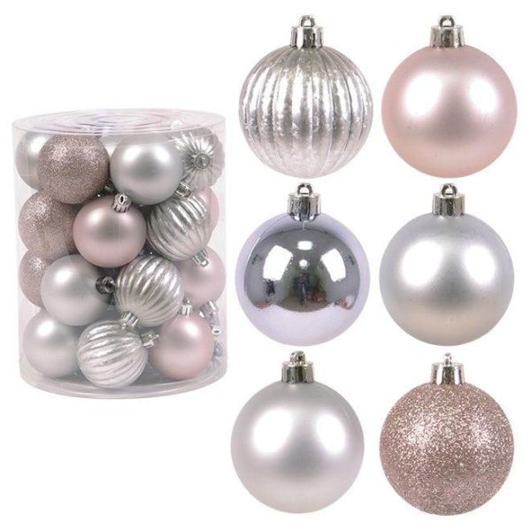 Набір пластикових новорічних кульок мікс 26 шт. D-6 см. 43055