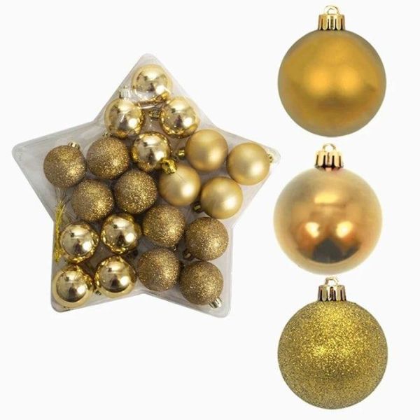 Набор пластиковых золотых новогодних шаров 20 шт. D-4 см. 43020