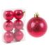 Набір пластикових червоних новорічних кульок 6 шт. D-6 см. 43009