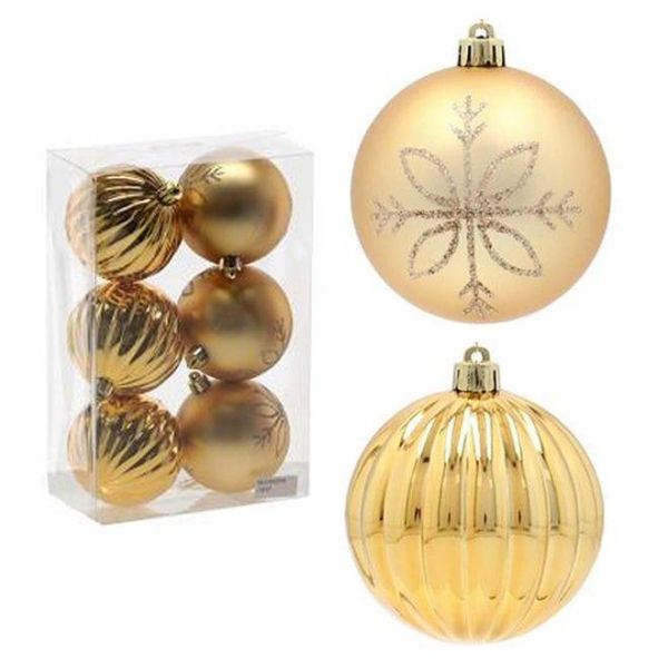 Набор пластиковых золотых новогодних шаров 6 шт. D-8 см. 43004
