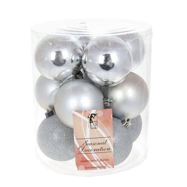 Набор пластиковых новогодних шаров 12 шт. D-8 см. 13095