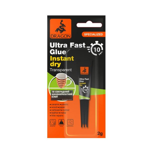 Клей Dragon цианоакриловый 10-секундный мгновенного действия, 2г