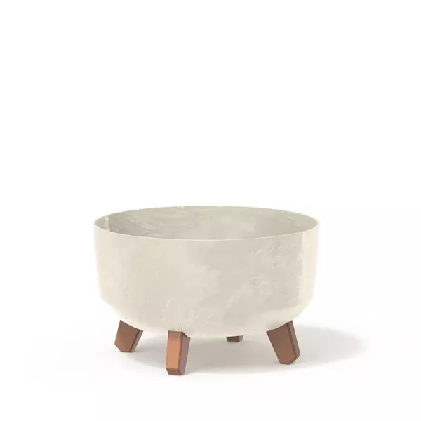 Горщик для квітів Prosperplast Gracia Low Beton Effect 30см на ніжках Кремовий-мармур