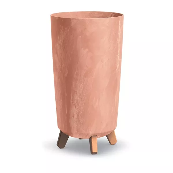 Горщик для квітів Prosperplast Gracia Tubus Slim Beton Effect 24см на ніжках Терра-мармуровий