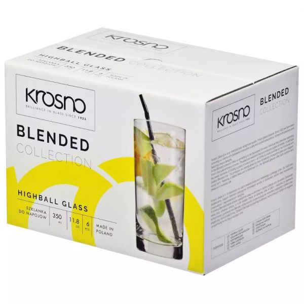 Набор высоких стаканов Krosno Blended, стекло, 350 мл, 6 шт