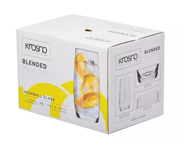 Набор высоких стаканов Krosno Blended, стекло, 350 мл, 6 шт
