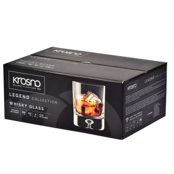 Набор бокалов для виски Krosno Legend, стекло, 250 мл, 6 шт