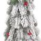 Елка литая на деревянной подставке заснеженная с красными шариками 62 см.