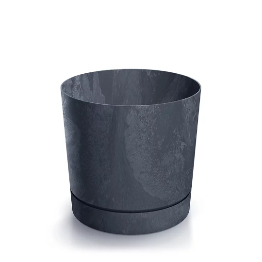 Горщик для квітів Prosperplast Tubo P Beton Effect 13 см. Антрацит-мармуровий