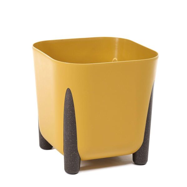 Горщик для квітів Lamela Frida квадратний на ніжках 29 см. Гірчичний