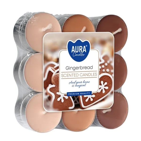 Свічка чайна ароматична пігулка Bispol мікс Імбирний пряник D-3,9 см. 18 шт. 27685