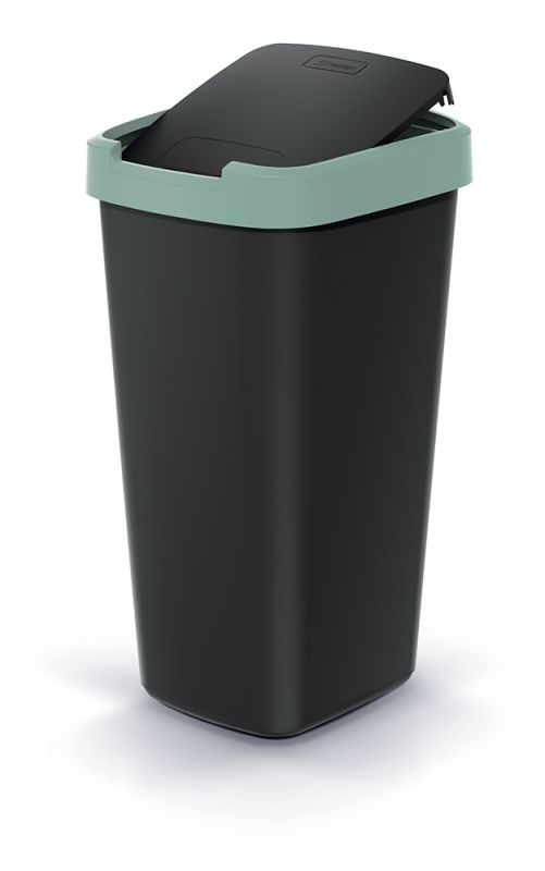 Смітник Prosperplast Compacta Q прямокутна 25л чорна Зелений обідок