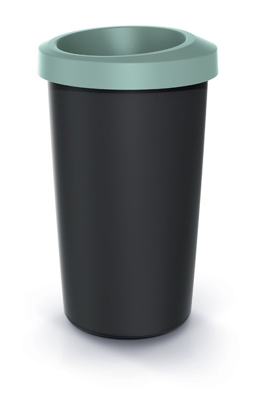 Мусорка Prosperplast Compacta Q круглая с открытой крышкой 25л черная Зеленый ободок