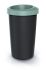 Смітник Prosperplast Compacta Q кругла з відкритою кришкою 25л чорна Зелений обідок