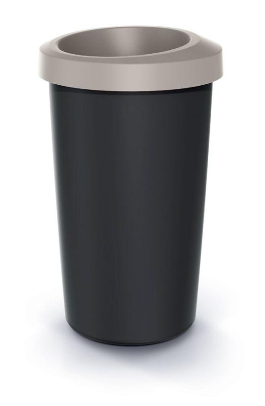 Мусорка Prosperplast Compacta Q круглая с открытой крышкой 25л черная Мокка ободок