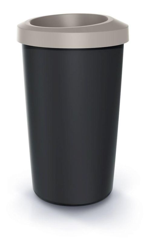 Мусорка Prosperplast Compacta Q круглая с открытой крышкой 45л черная Мокка ободок