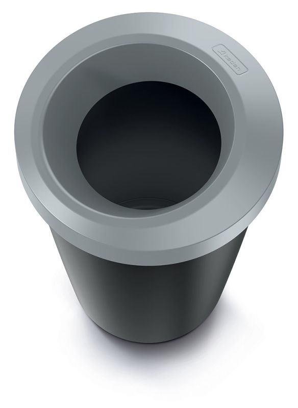 Мусорка Prosperplast Compacta Q круглая с открытой крышкой 45л черная Серый ободок