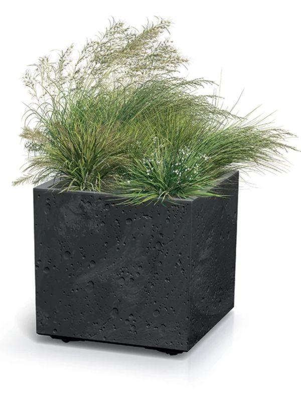 Горшок для цветов Prosperplast на роликах Sierra Square Beton Effect 40 см. Антрацит