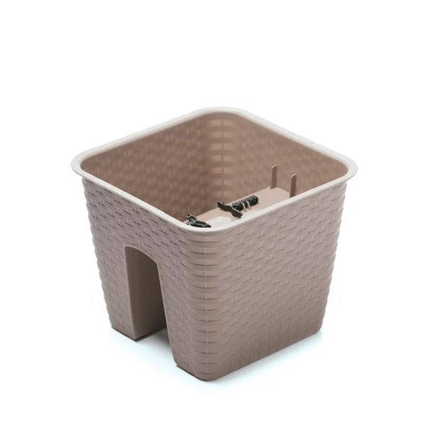 Горшок для цветов на перила Prosperplast Ratolla Railing Square 28см Мокка