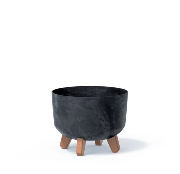Горщик для квітів Prosperplast Gracia Beton Effect 30см на ніжках Антрацит-мармуровий