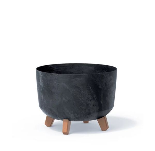 Горщик для квітів Prosperplast Gracia Beton Effect 35см на ніжках Антрацит-мармуровий