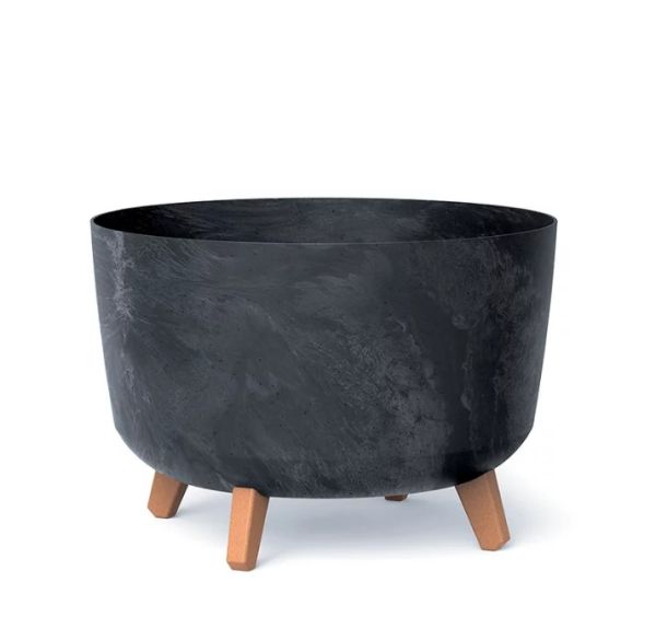 Горщик для квітів Prosperplast Gracia Beton Effect 40см на ніжках Антрацит-мармуровий