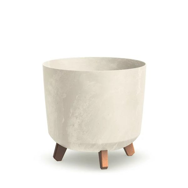 Горщик для квітів Prosperplast Gracia Tubus Beton Effect 30см на ніжках Крем-мармуровий