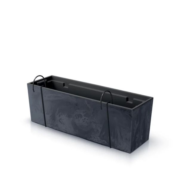Балконна ящик підвісний Prosperplast Urbi Case Beton Effect W 60см з вкладишем Антрацит-мармуровий