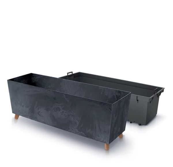 Горщик терасовий Urbi Case Beton Effect N 80см на ніжках Антрацит-мармуровий