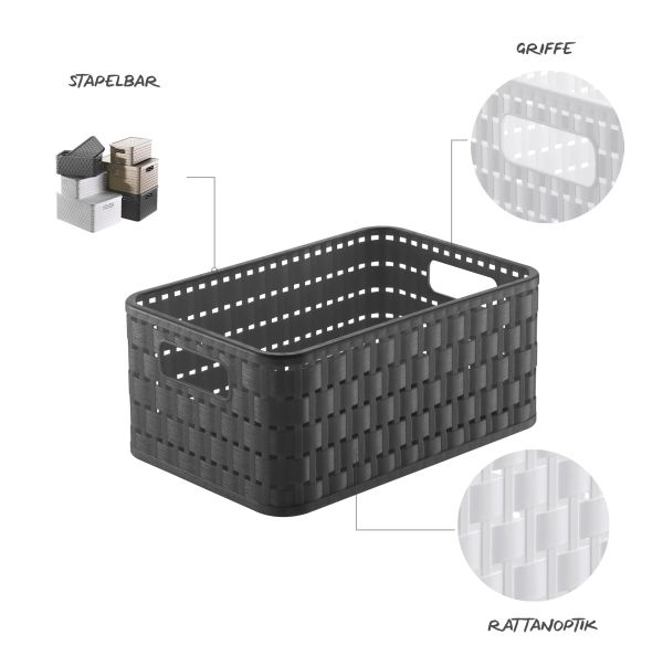 Ящик для хранения Rotho COUNTRY A6, 4л Антрацит