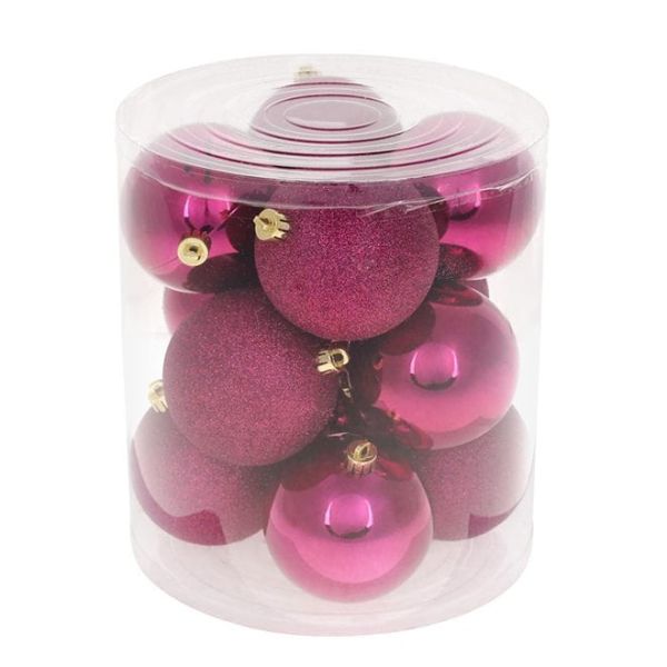 Набор пластиковых новогодних шаров 12 шт. D-8 см Магнолия 12439