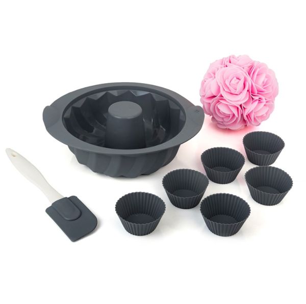 Набір силіконових форм для випічки (кекс з втулкою, мафіни-6шт, лопатка)