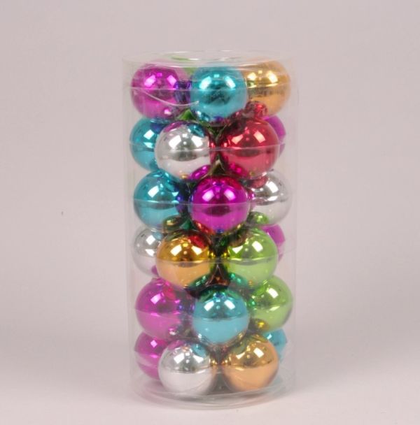 Шарики стеклянные 5,7 см. разноцветные (30 шт.) 44584